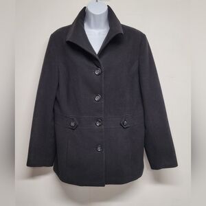 JM Collection Black Pea Coat M